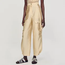 Ensembles|Pantalons & Jeans*SANDRO Pantalon Cargo Satiné Beige