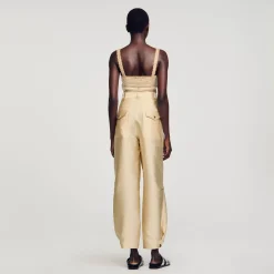 Ensembles|Pantalons & Jeans*SANDRO Pantalon Cargo Satiné Beige