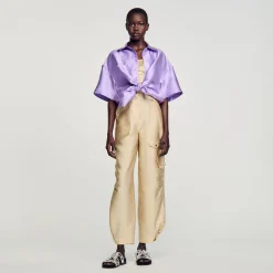 Ensembles|Pantalons & Jeans*SANDRO Pantalon Cargo Satiné Beige