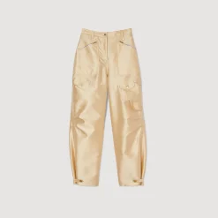 Ensembles|Pantalons & Jeans*SANDRO Pantalon Cargo Satiné Beige