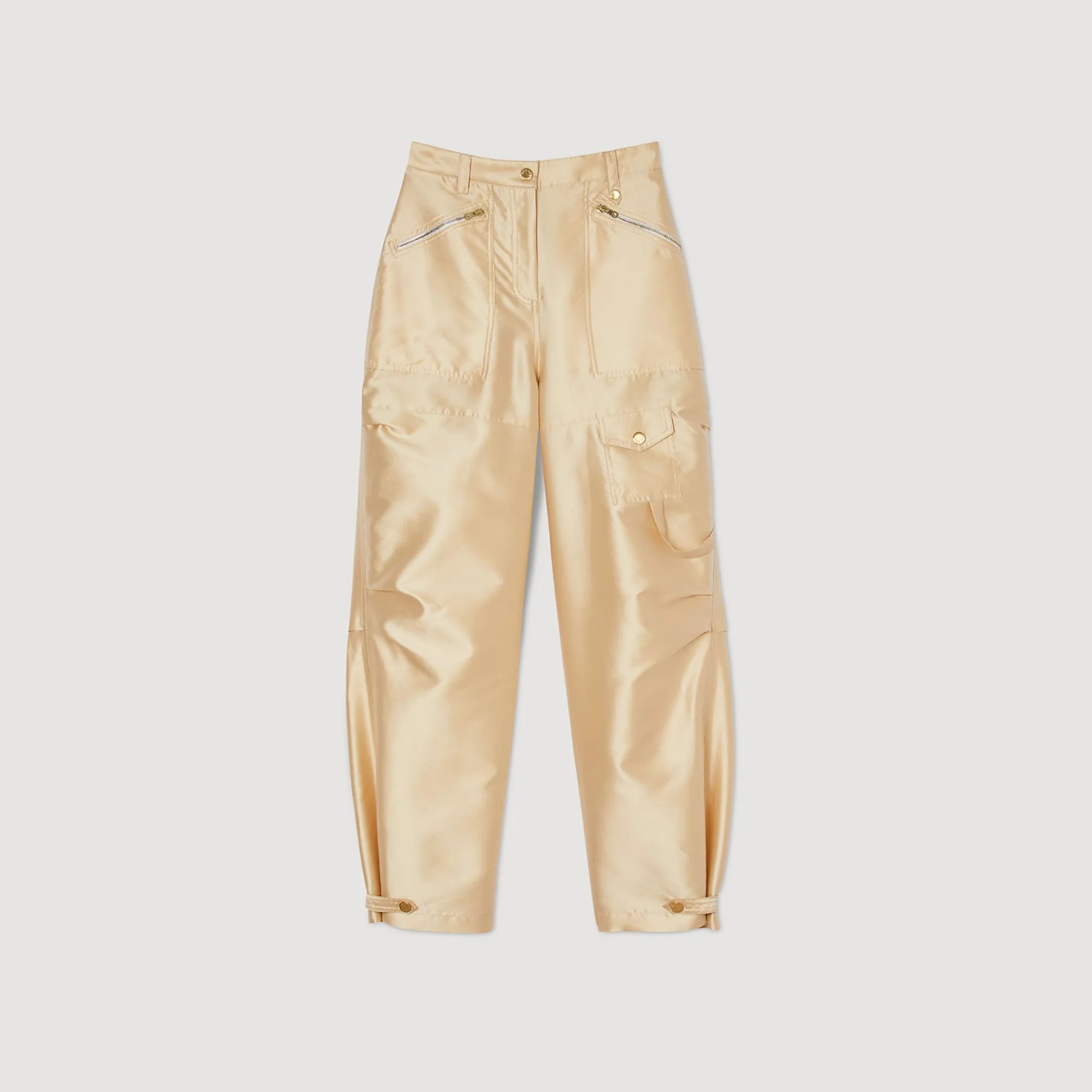 Ensembles|Pantalons & Jeans*SANDRO Pantalon Cargo Satiné Beige