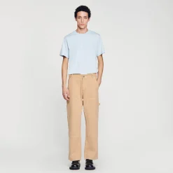 Jeans|Pantalons & Shorts*SANDRO Pantalon Carpenter En Toile De Coton Beige