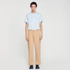 Jeans|Pantalons & Shorts*SANDRO Pantalon Carpenter En Toile De Coton Beige