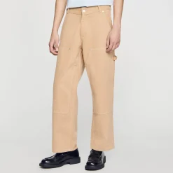 Jeans|Pantalons & Shorts*SANDRO Pantalon Carpenter En Toile De Coton Beige