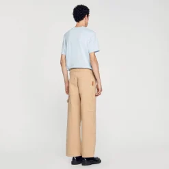 Jeans|Pantalons & Shorts*SANDRO Pantalon Carpenter En Toile De Coton Beige