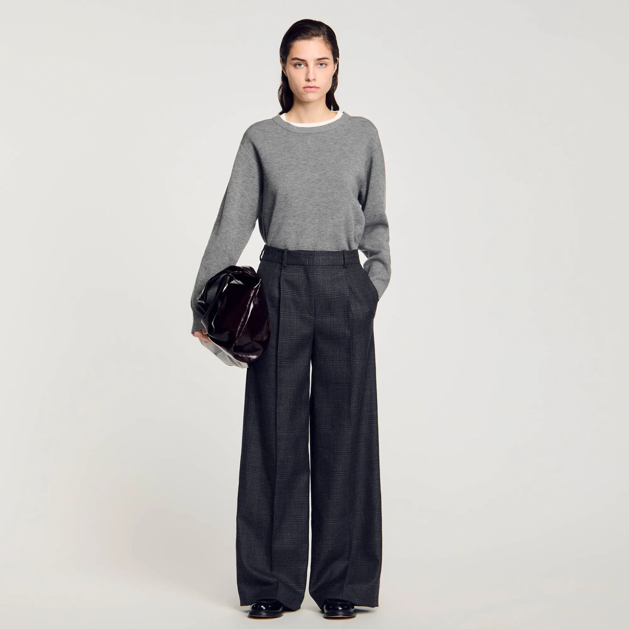 Costumes|Pantalons & Jeans*SANDRO Pantalon De Costume à Carreaux Gris Foncé