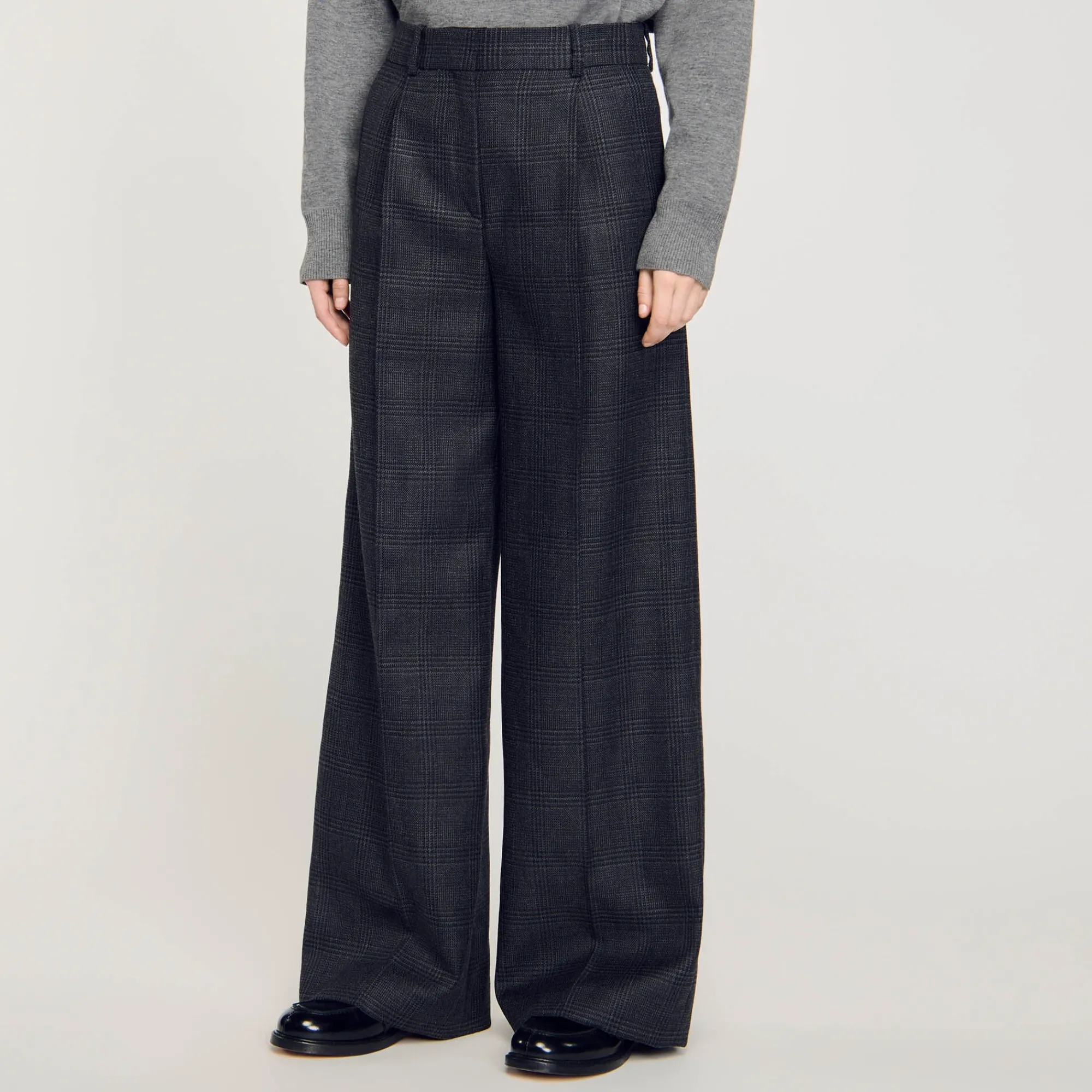 Costumes|Pantalons & Jeans*SANDRO Pantalon De Costume à Carreaux Gris Foncé