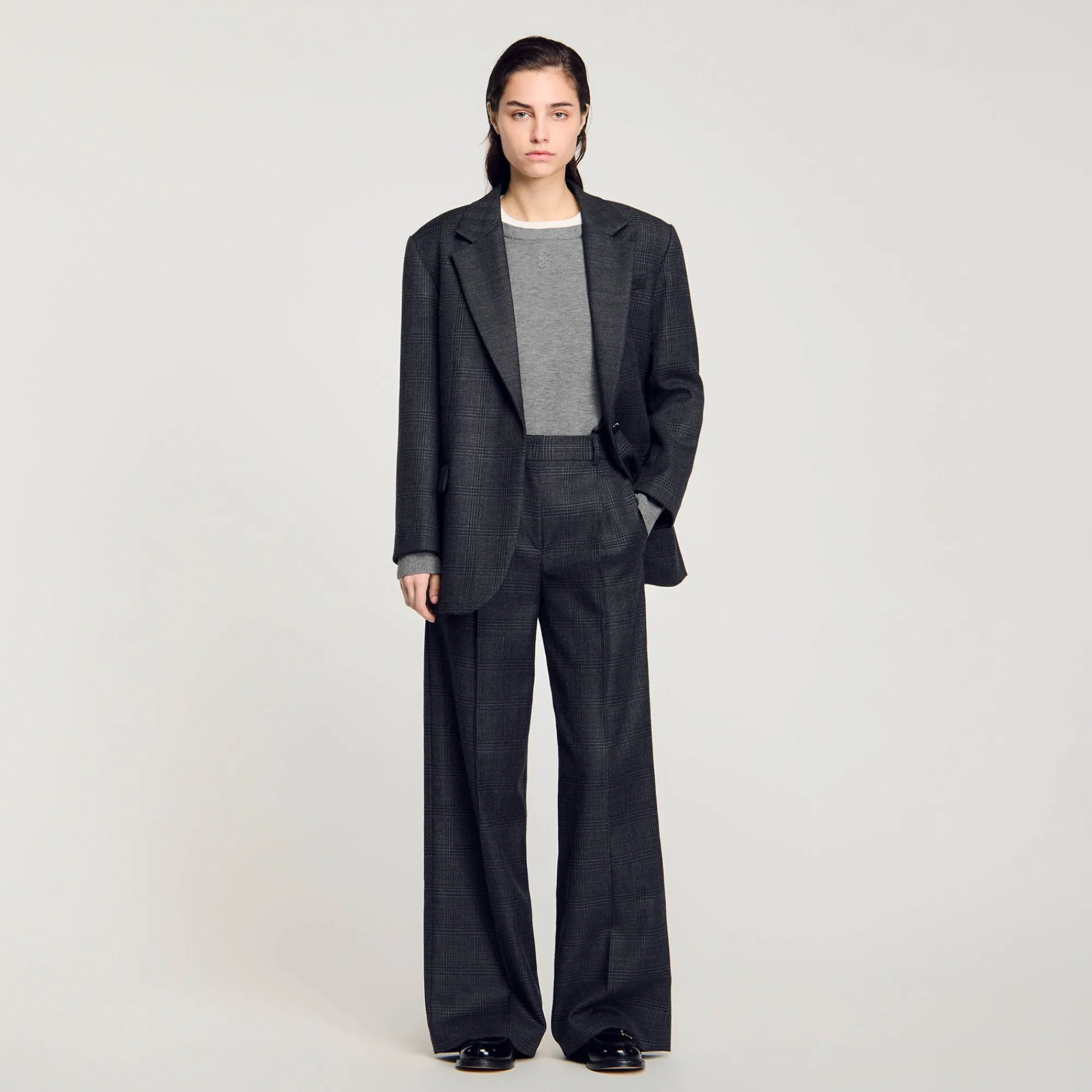 Costumes|Pantalons & Jeans*SANDRO Pantalon De Costume à Carreaux Gris Foncé
