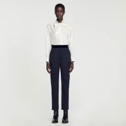 Costumes|Pantalons & Jeans*SANDRO Pantalon De Costume Ceinture Velours Bleu marine