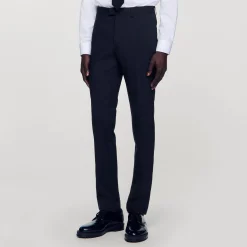 Pantalons & Shorts|Costumes & Smokings*SANDRO Pantalon De Costume Classique En Laine Marine