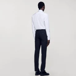 Pantalons & Shorts|Costumes & Smokings*SANDRO Pantalon De Costume Classique En Laine Marine
