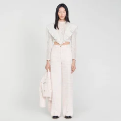 Costumes|Pantalons & Jeans*SANDRO Pantalon De Costume En Tweed Rose Clair
