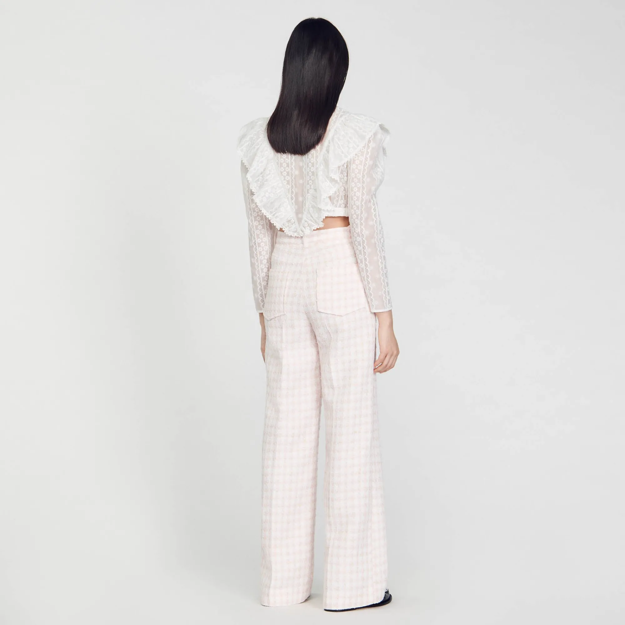 Costumes|Pantalons & Jeans*SANDRO Pantalon De Costume En Tweed Rose Clair