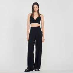 Pantalons & Jeans*SANDRO Pantalon De Costume Large Noir