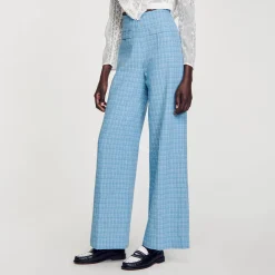 Costumes|Pantalons & Jeans*SANDRO Pantalon De Costume Large En Tweed Bleu