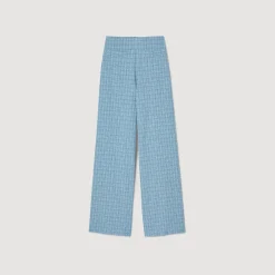 Costumes|Pantalons & Jeans*SANDRO Pantalon De Costume Large En Tweed Bleu