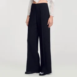 Costumes|Pantalons & Jeans*SANDRO Pantalon De Costume Large à Rayures Noir