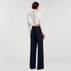 Costumes|Pantalons & Jeans*SANDRO Pantalon De Costume Large à Rayures Noir