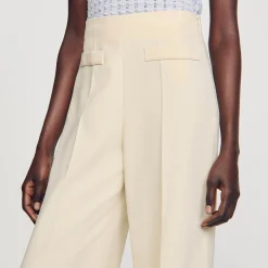 Costumes|Pantalons & Jeans*SANDRO Pantalon De Costume Large à Pinces Ecru