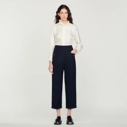 Costumes|Pantalons & Jeans*SANDRO Pantalon De Costume Taille Haute Noir