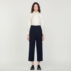 Costumes|Pantalons & Jeans*SANDRO Pantalon De Costume Taille Haute Noir