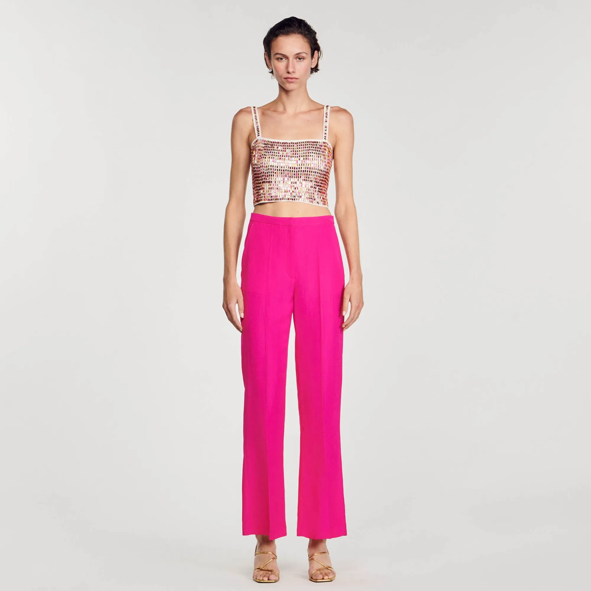Costumes|Pantalons & Jeans*SANDRO Pantalon De Costume évasé Fushia