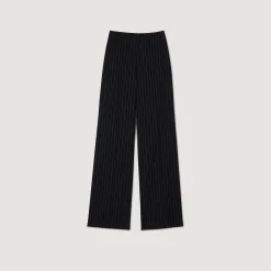 Costumes|Pantalons & Jeans*SANDRO Pantalon Droit à Fines Rayures Noir