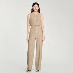 Ensembles|Pantalons & Jeans*SANDRO Pantalon Droit En Tweed Camel