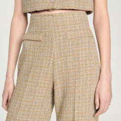 Ensembles|Pantalons & Jeans*SANDRO Pantalon Droit En Tweed Camel