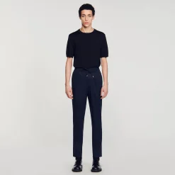 Pantalons & Shorts*SANDRO Pantalon Droit élastiqué Marine Foncé