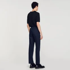 Pantalons & Shorts*SANDRO Pantalon Droit élastiqué Marine Foncé