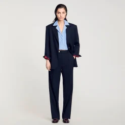Pantalons & Jeans*SANDRO Pantalon En Laine Marine