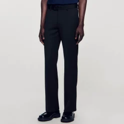 Pantalons & Shorts*SANDRO Pantalon En Laine Mélangée Noir