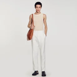 Pantalons & Shorts*SANDRO Pantalon En Lin Et Coton blanc