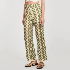 Ensembles|Pantalons & Jeans*SANDRO Pantalon En Maille Ecru / Kaki