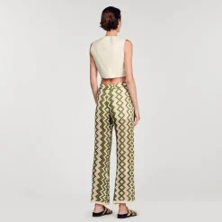 Ensembles|Pantalons & Jeans*SANDRO Pantalon En Maille Ecru / Kaki