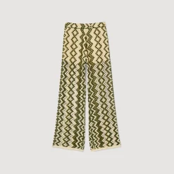 Ensembles|Pantalons & Jeans*SANDRO Pantalon En Maille Ecru / Kaki