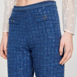 Ensembles|Pantalons & Jeans*SANDRO Pantalon En Maille Fantaisie Bleu