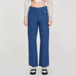 Ensembles|Pantalons & Jeans*SANDRO Pantalon En Maille Fantaisie Bleu