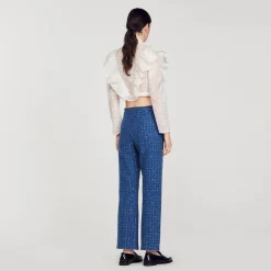 Ensembles|Pantalons & Jeans*SANDRO Pantalon En Maille Fantaisie Bleu
