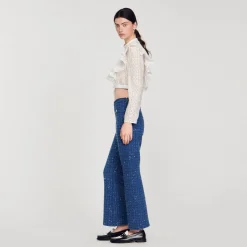 Ensembles|Pantalons & Jeans*SANDRO Pantalon En Maille Fantaisie Bleu