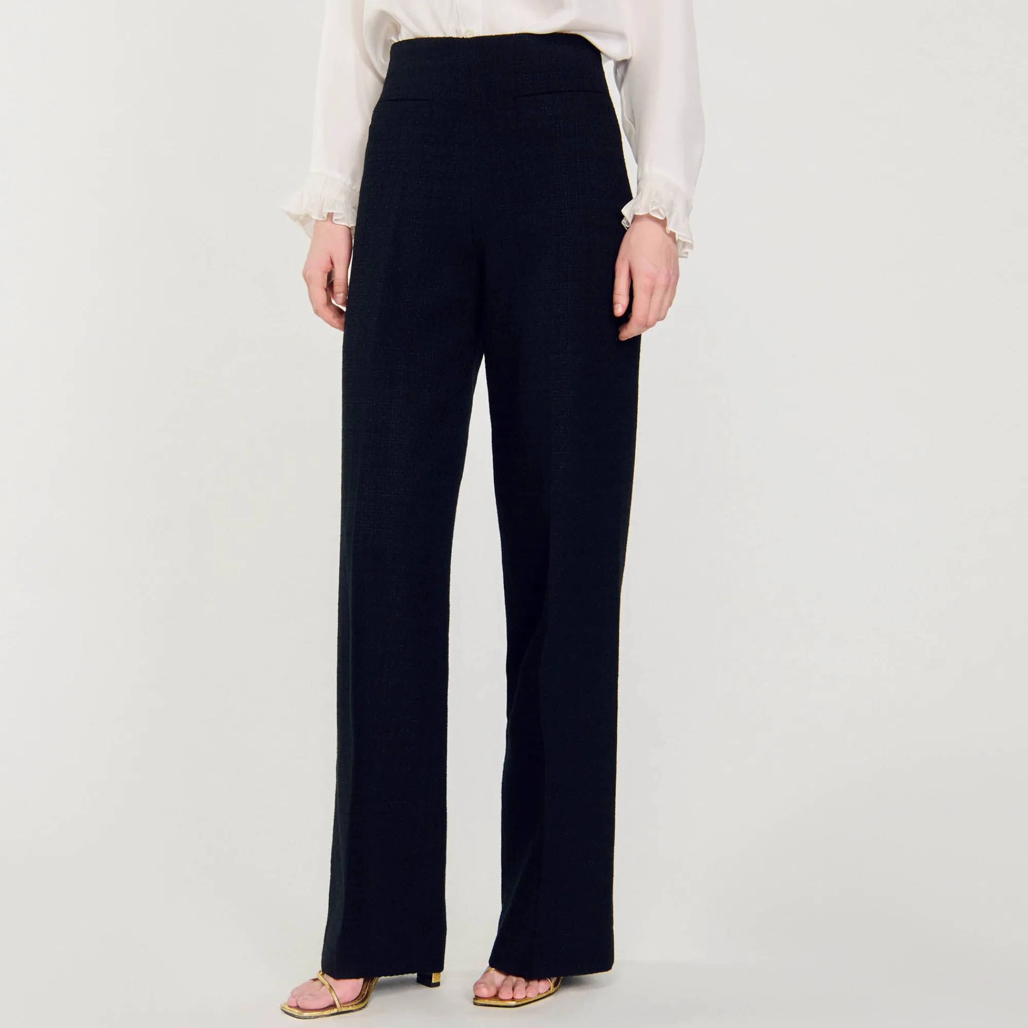 Pantalons & Jeans*SANDRO Pantalon En Tweed Noir