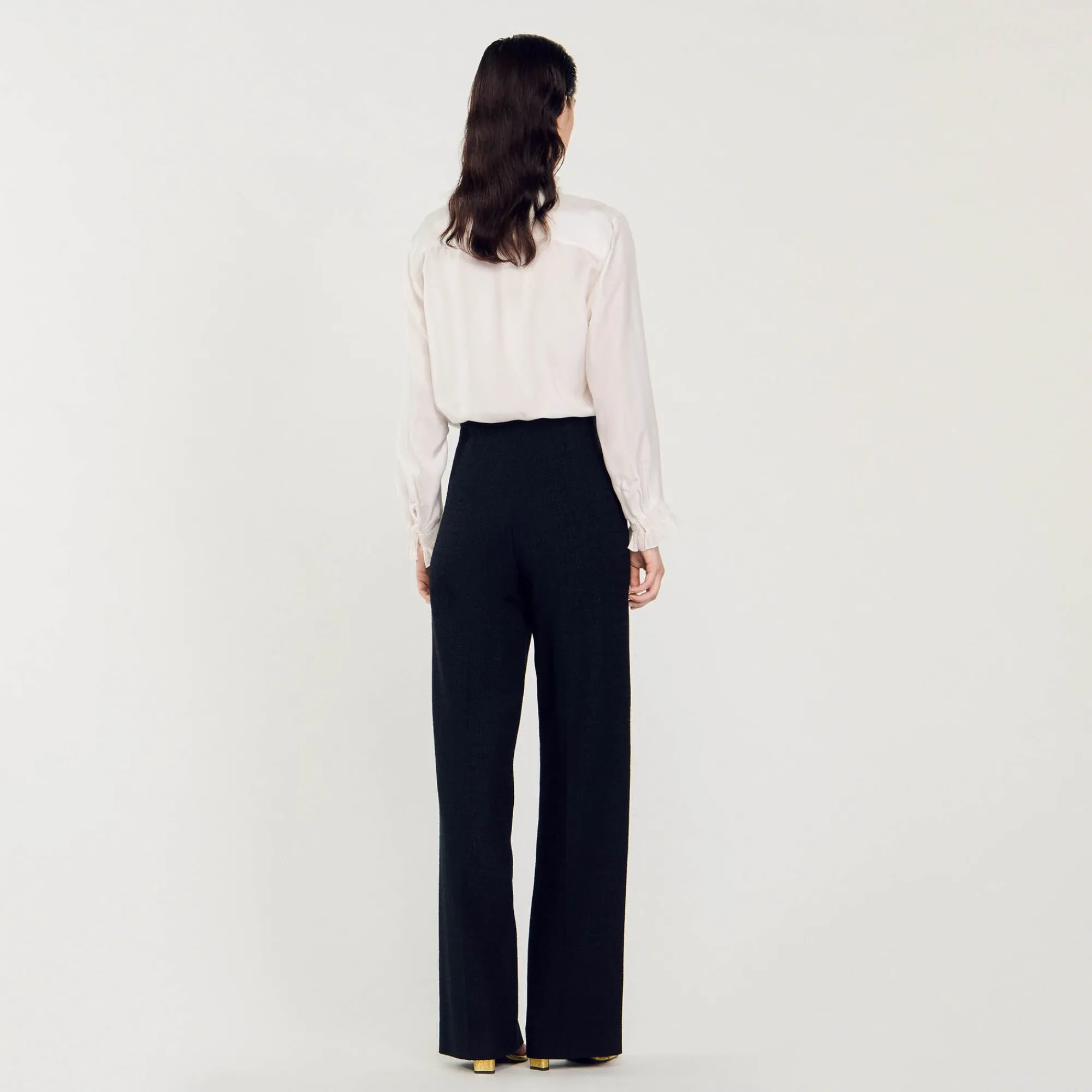Pantalons & Jeans*SANDRO Pantalon En Tweed Noir