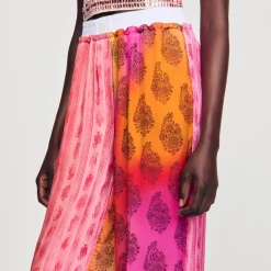 Pantalons & Jeans*SANDRO Pantalon Fluide Imprimé Rose / Orange
