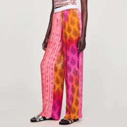 Pantalons & Jeans*SANDRO Pantalon Fluide Imprimé Rose / Orange