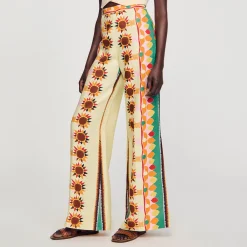 Pantalons & Jeans*SANDRO Pantalon Fluide Imprimé Beige / Multicolore
