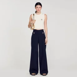Costumes|Pantalons & Jeans*SANDRO Pantalon Large Bleu marine