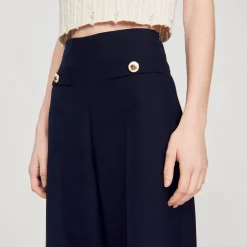Costumes|Pantalons & Jeans*SANDRO Pantalon Large Bleu marine