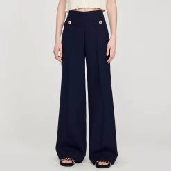 Costumes|Pantalons & Jeans*SANDRO Pantalon Large Bleu marine