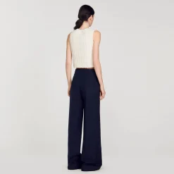 Costumes|Pantalons & Jeans*SANDRO Pantalon Large Bleu marine
